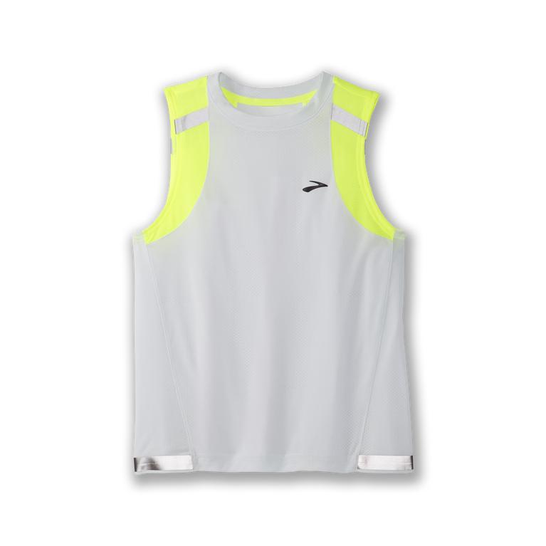 Brooks Womens Carbonite Running Tank Top - Icy Grey/Nightlife Jacquard/GreenYellow (930158-ASV)